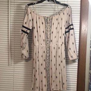 Cold shoulder oatmeal & black dress